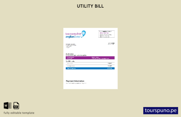 lista para imprimir plantilla de factura de servicios públicos de Anglian Water 